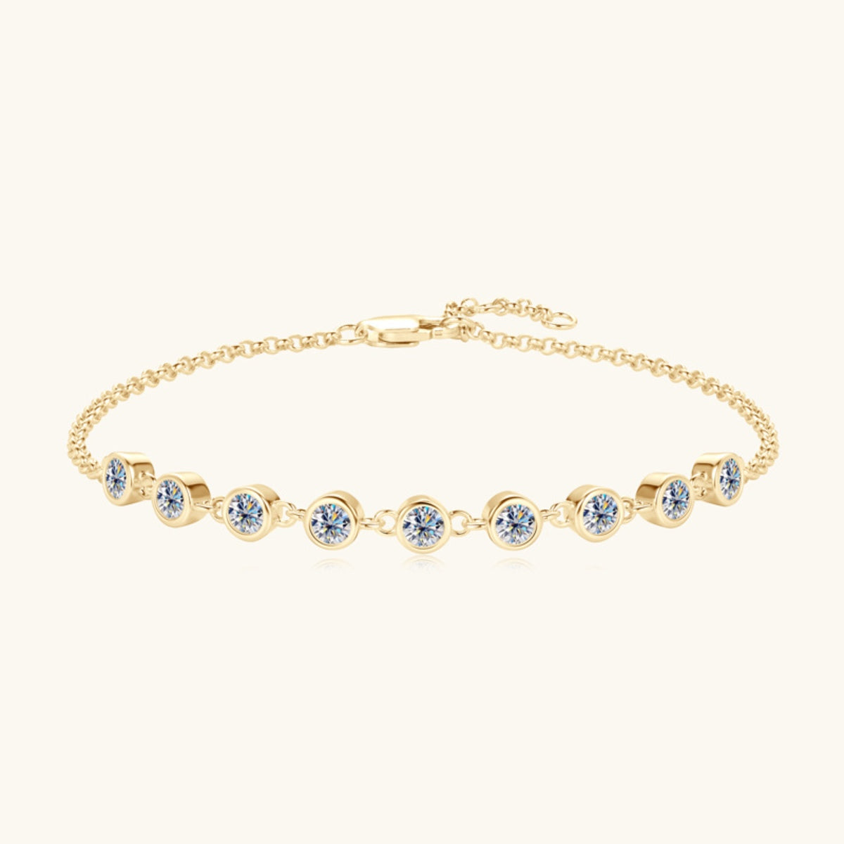 Inlaid Moissanite Nine Stone Bracelet - 18k Gold Vermeil- Claude Jewelry Moissanite - Shop claudejewelry.com