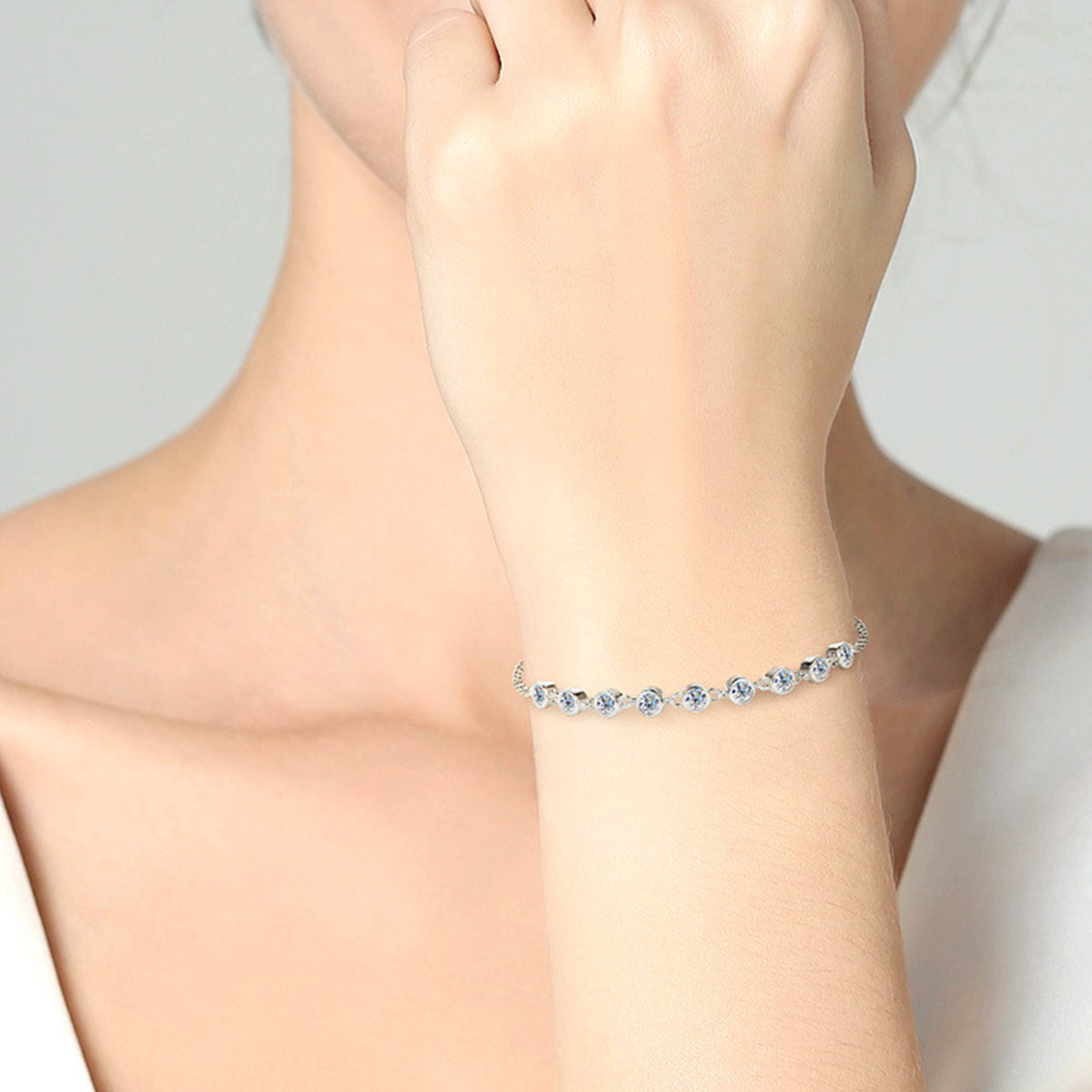 Inlaid Moissanite Nine Stone Bracelet - - Claude Jewelry Moissanite - Shop claudejewelry.com