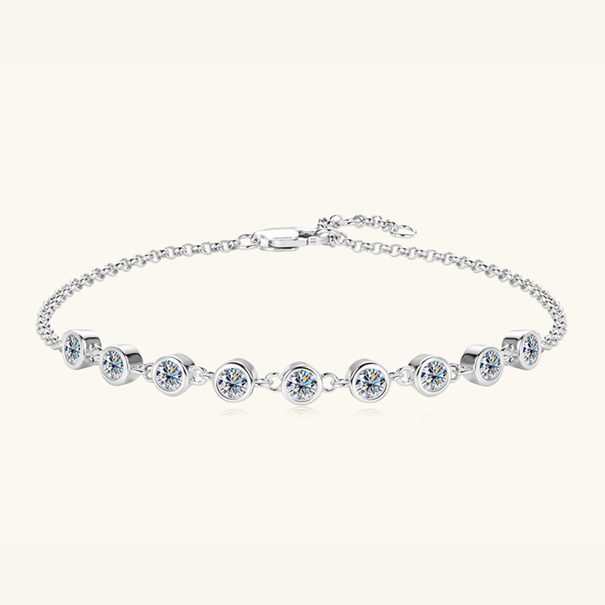 Inlaid Moissanite Nine Stone Bracelet - 925 Sterling Silver- Claude Jewelry Moissanite - Shop claudejewelry.com