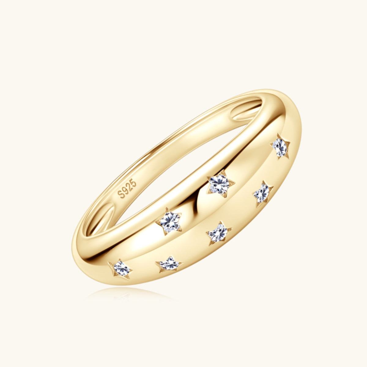 Inlaid Moissanite Stars Ring - 18k Gold Vermeil-5- Claude Jewelry Moissanite - Shop claudejewelry.com