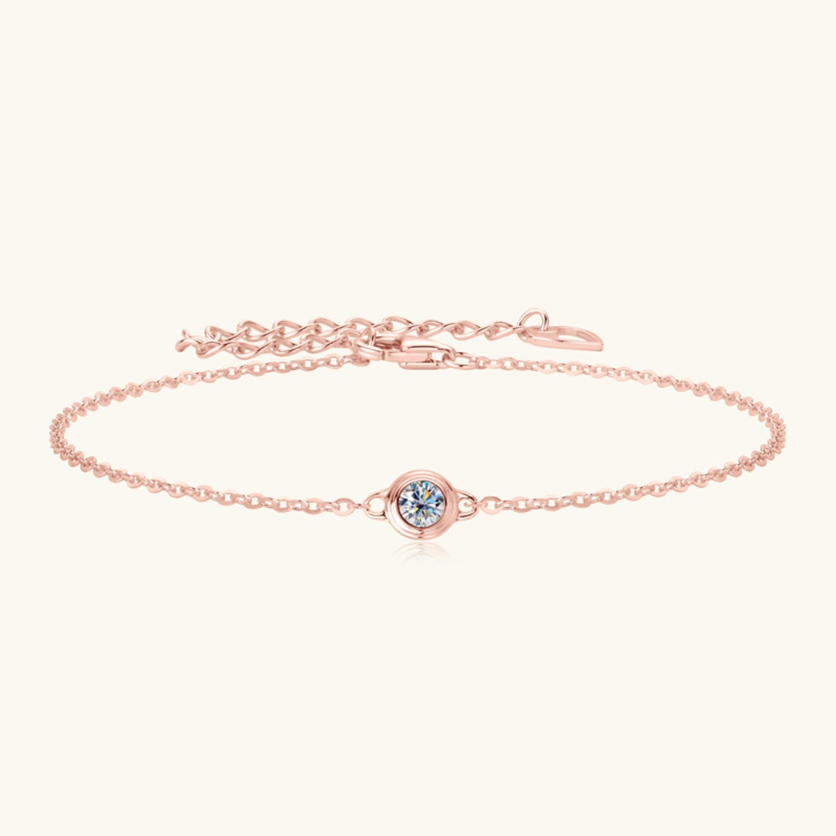 Inlaid Moissanite Thin Chain Bracelet - 18k Rose Gold Vermeil- Claude Jewelry Moissanite - Shop claudejewelry.com