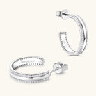 Inlaid Moissanite Track C-Hoop Earrings - - Claude Jewelry Moissanite - Shop claudejewelry.com