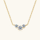 Inlaid Moissanite Trio Stone Necklace - 18k Gold Vermeil- Claude Jewelry Moissanite - Shop claudejewelry.com