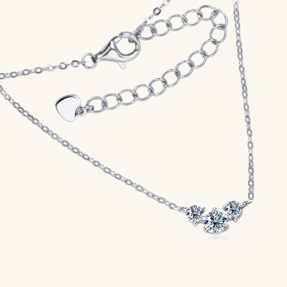 Inlaid Moissanite Trio Stone Necklace - - Claude Jewelry Moissanite - Shop claudejewelry.com