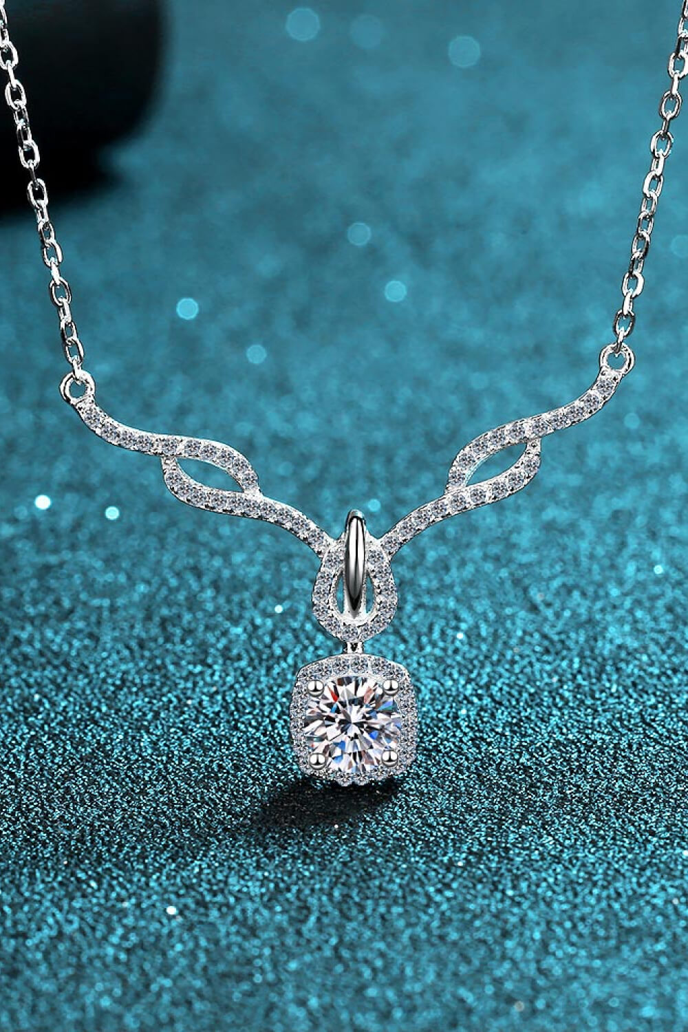 Intricate Moissanite Pendant Necklace - Rhodium Vermeil- Claude Jewelry Moissanite - Shop claudejewelry.com