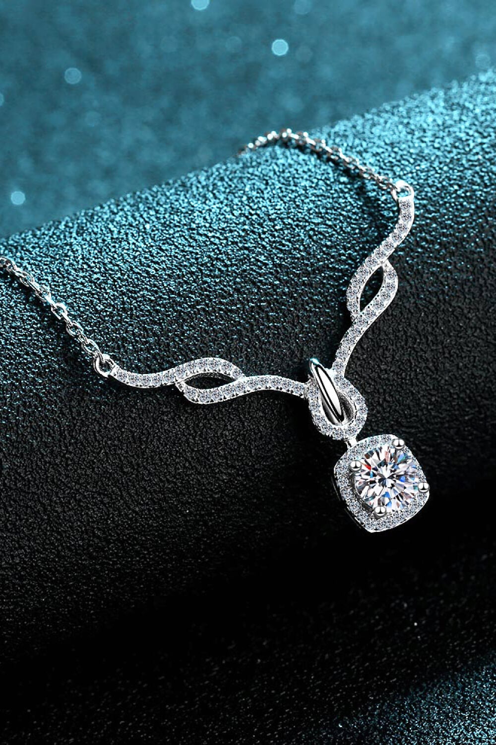 Intricate Moissanite Pendant Necklace - Rhodium Vermeil- Claude Jewelry Moissanite - Shop claudejewelry.com