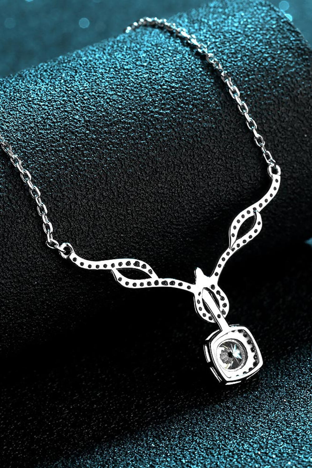 Intricate Moissanite Pendant Necklace - Rhodium Vermeil- Claude Jewelry Moissanite - Shop claudejewelry.com