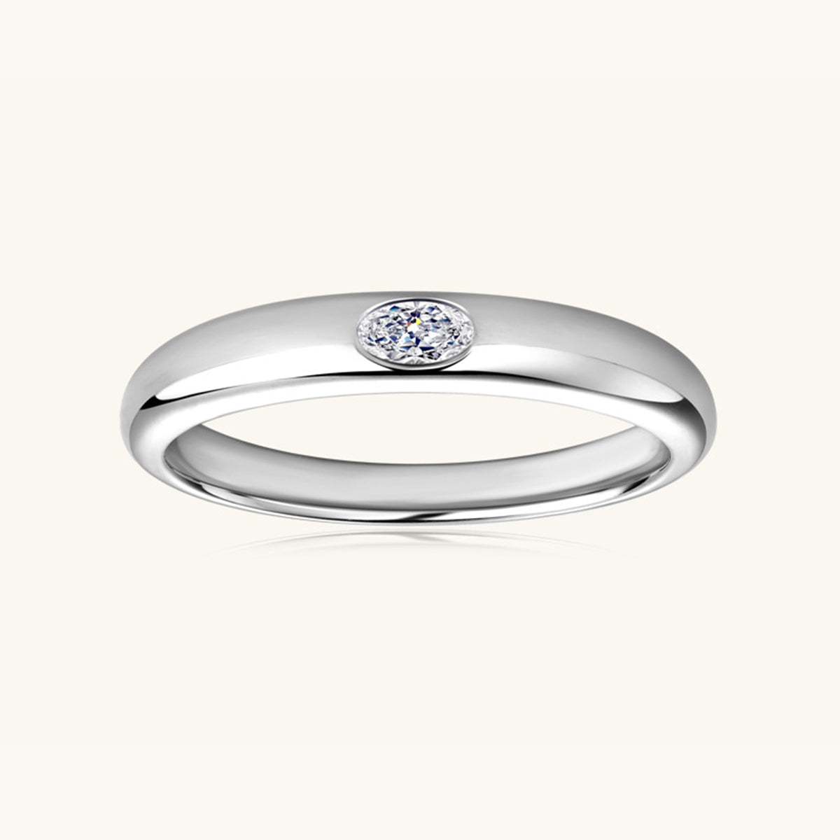 Minimalist Inlaid Moissanite Ring - Silver/Oval Drill-5- Claude Jewelry Moissanite - Shop claudejewelry.com