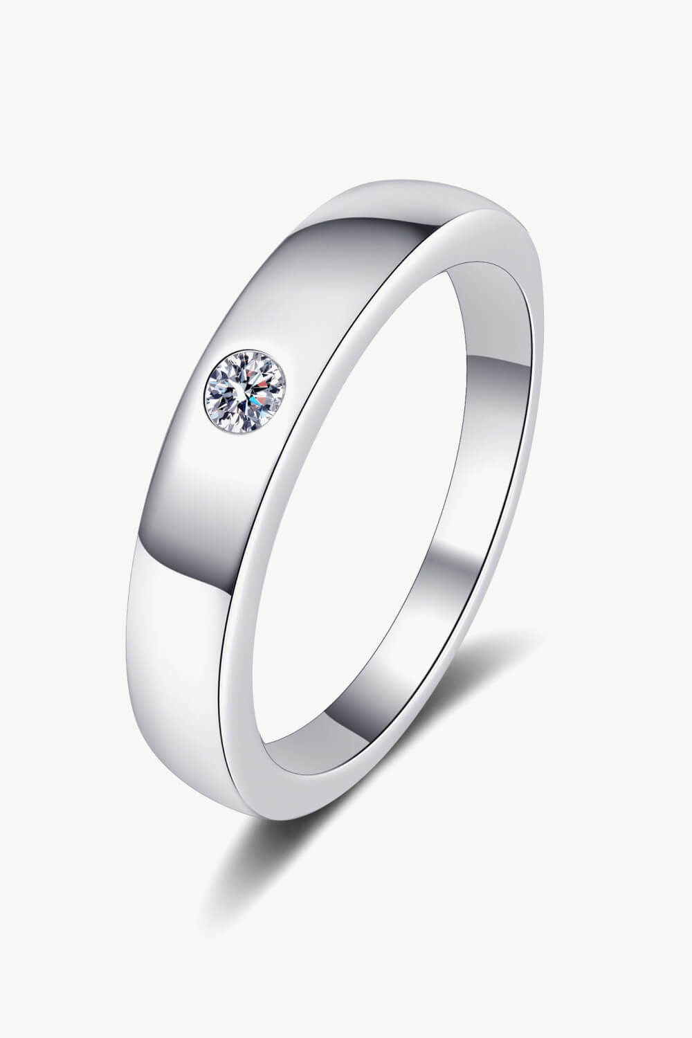 Minimalist Moissanite 925 Sterling Silver Band Ring - Rhodium Vermeil-4- Claude Jewelry Moissanite - Shop claudejewelry.com