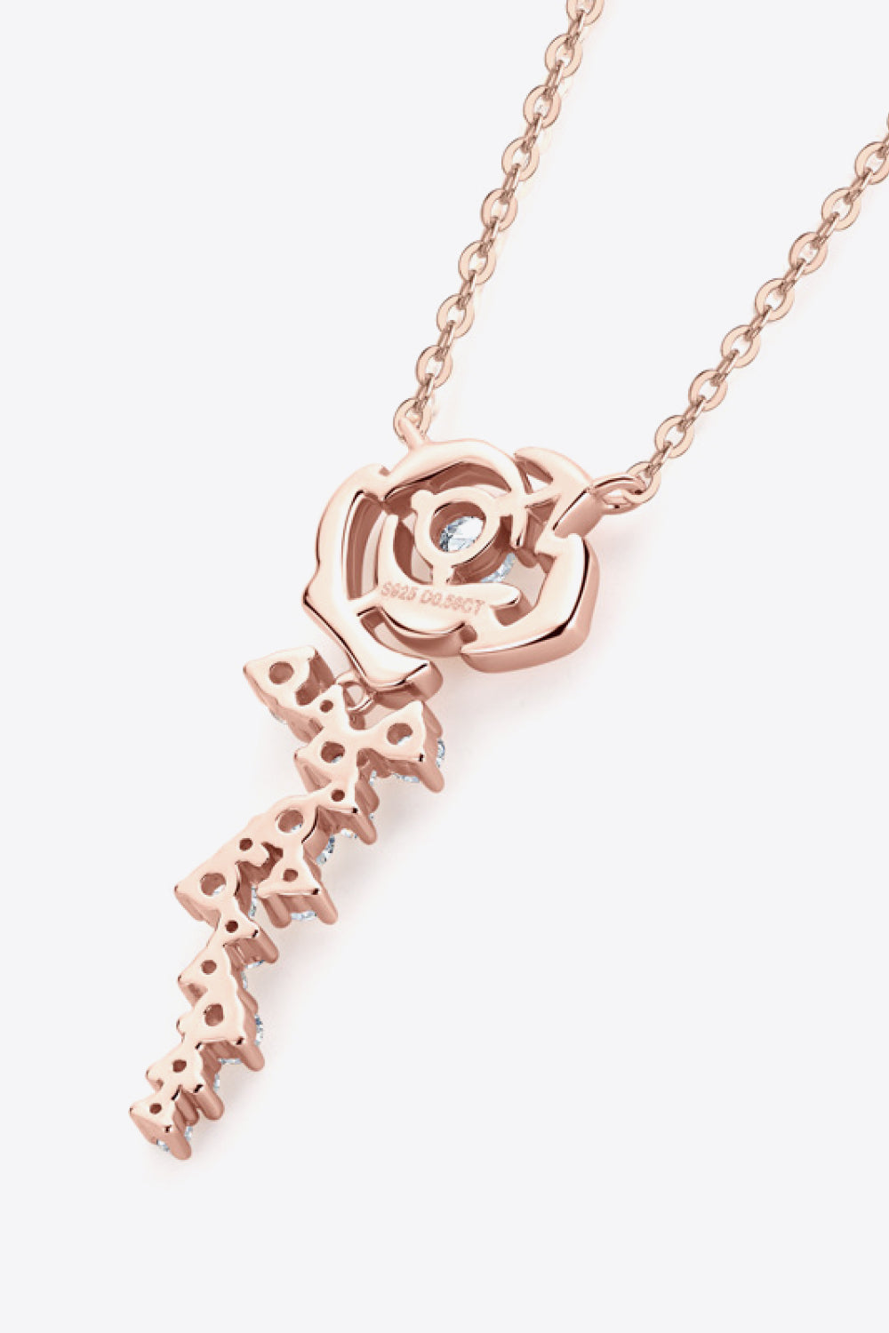 Moissanite 18k Rose Gold Vermeil Rose Drop Pendant Necklace - Rose- Claude Jewelry Moissanite - Shop claudejewelry.com