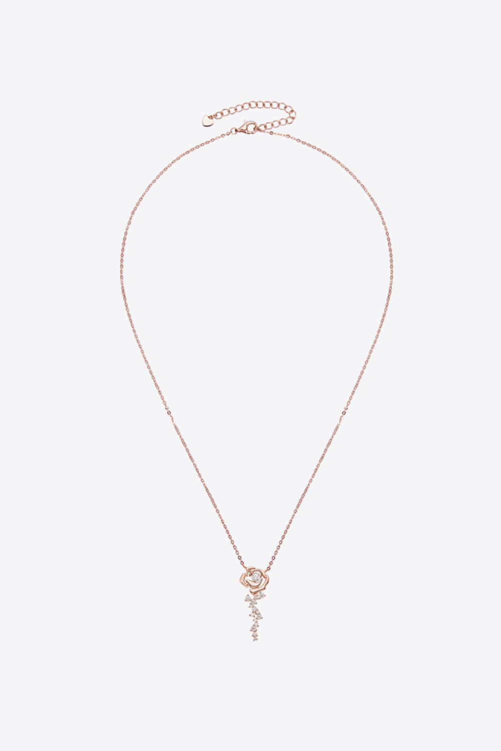 Moissanite 18k Rose Gold Vermeil Rose Drop Pendant Necklace - Rose- Claude Jewelry Moissanite - Shop claudejewelry.com