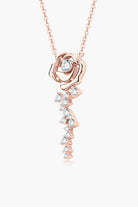 Moissanite 18k Rose Gold Vermeil Rose Drop Pendant Necklace - Rose- Claude Jewelry Moissanite - Shop claudejewelry.com