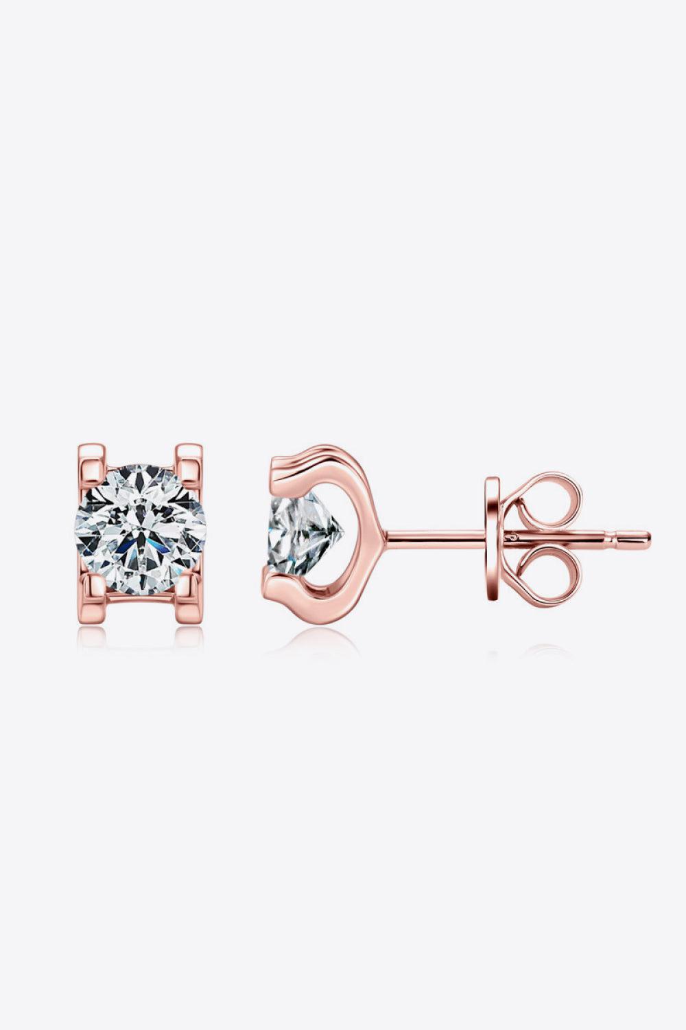 Moissanite 4 Prong Stud Earrings - 18k Rose Gold Vermeil- Claude Jewelry Moissanite - Shop claudejewelry.com