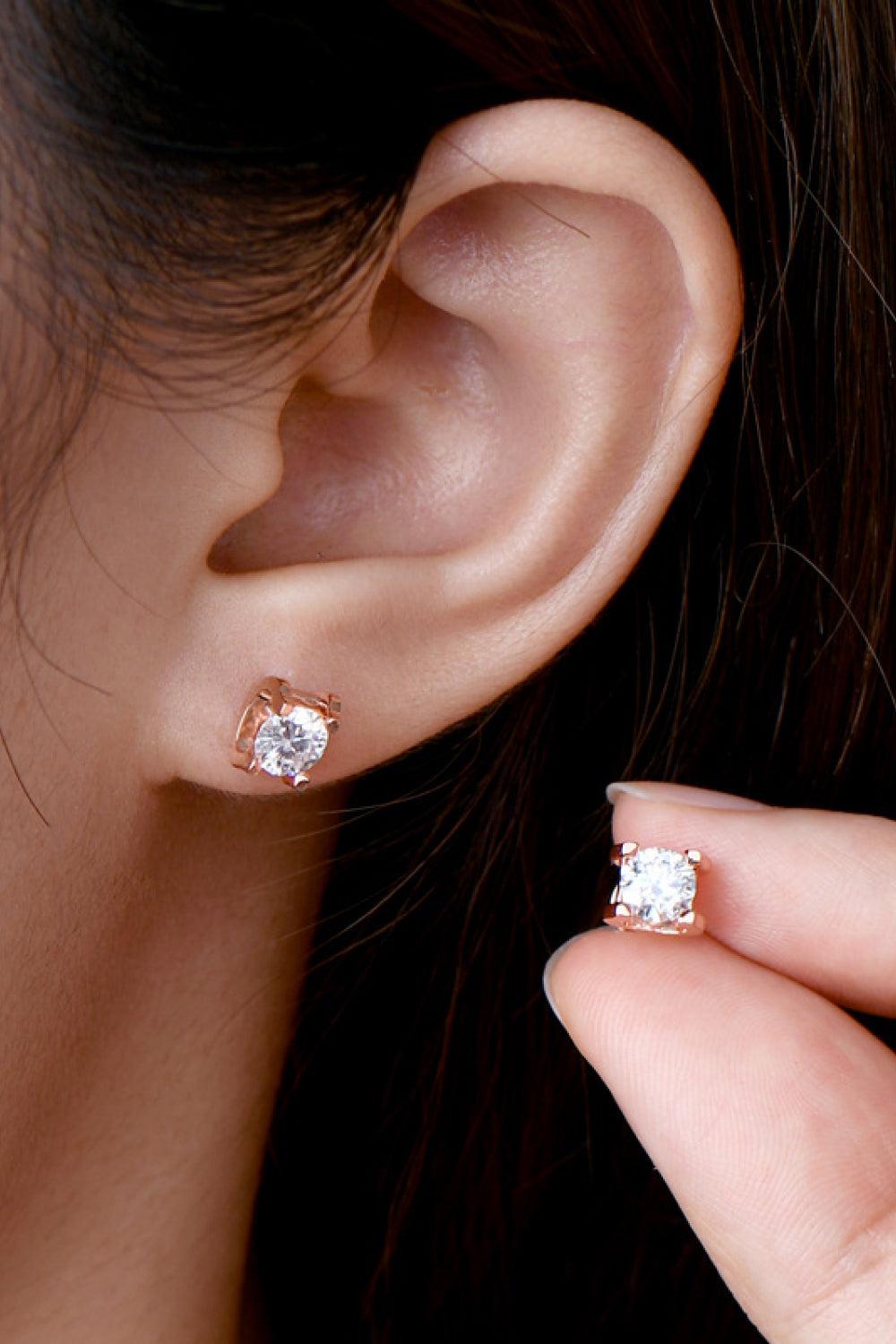 Moissanite 4 Prong Stud Earrings - - Claude Jewelry Moissanite - Shop claudejewelry.com