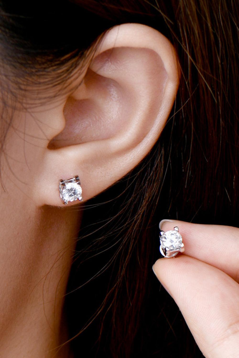 Moissanite 4 Prong Stud Earrings - - Claude Jewelry Moissanite - Shop claudejewelry.com