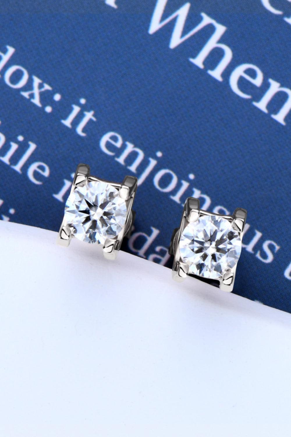 Moissanite 4 Prong Stud Earrings - - Claude Jewelry Moissanite - Shop claudejewelry.com