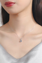 Moissanite 6 Prong Drop Pendant Necklace - Rhodium Vermeil- Claude Jewelry Moissanite - Shop claudejewelry.com