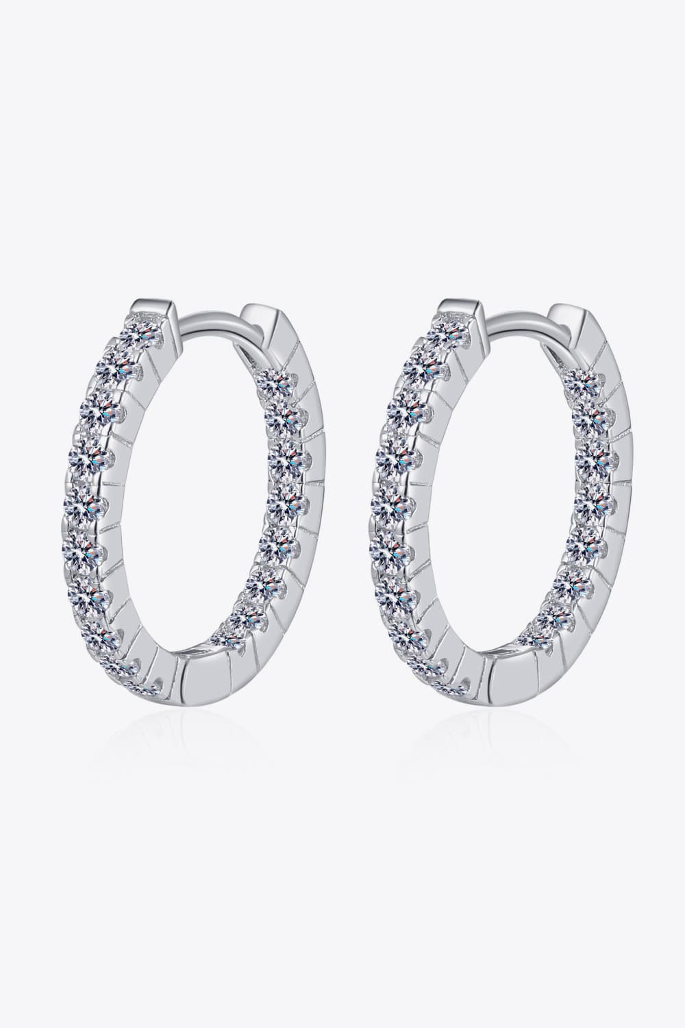 Moissanite 925 Sterling Silver Huggie Hoop Earrings - Rhodium Vermeil- Claude Jewelry Moissanite - Shop claudejewelry.com