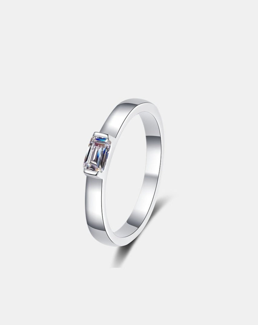 Moissanite 925 Sterling Silver Inlaid Stone Ring - 925 Sterling Silver-4- Claude Jewelry Moissanite - Shop claudejewelry.com