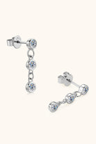 Moissanite 925 Sterling Silver Trio Drop Earrings - Platinum Vermeil- Claude Jewelry Moissanite - Shop claudejewelry.com