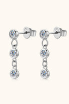 Moissanite 925 Sterling Silver Trio Drop Earrings - Platinum Vermeil- Claude Jewelry Moissanite - Shop claudejewelry.com