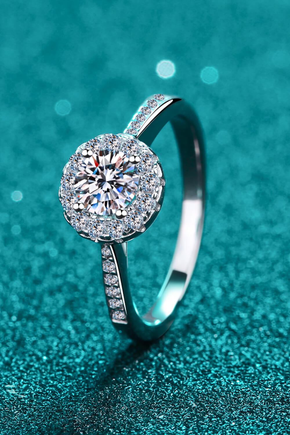 Moissanite Adjustable Halo Ring - - Claude Jewelry Moissanite - Shop claudejewelry.com