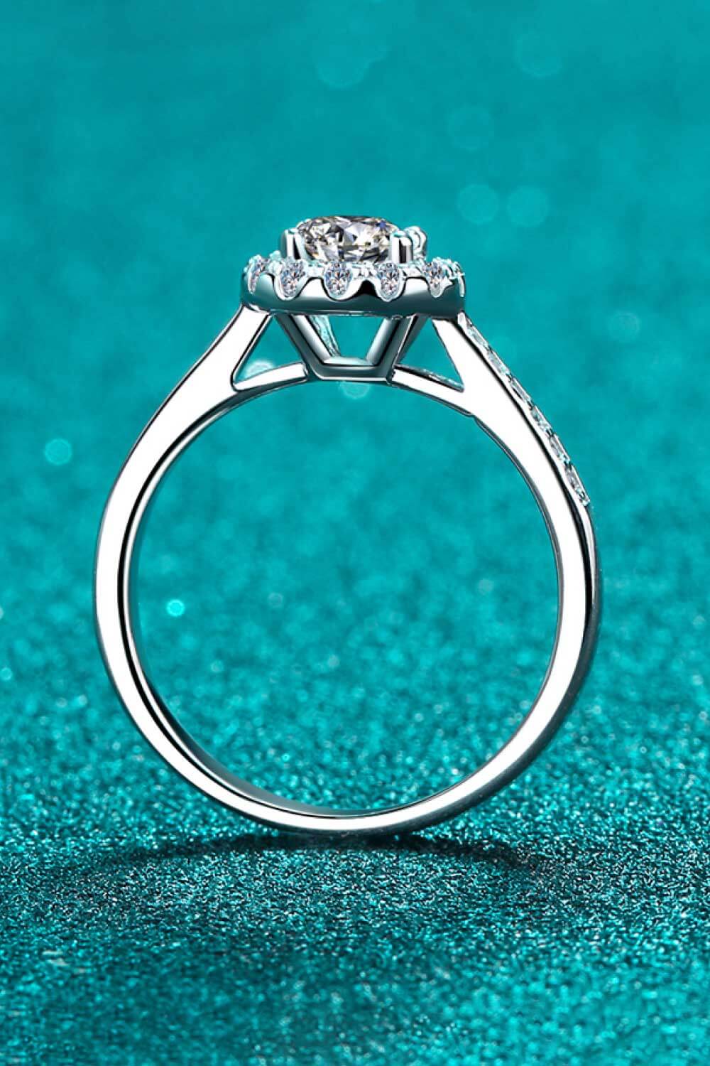 Moissanite Adjustable Halo Ring - - Claude Jewelry Moissanite - Shop claudejewelry.com