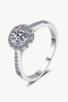 Moissanite Adjustable Halo Ring - Rhodium Vermeil-4- Claude Jewelry Moissanite - Shop claudejewelry.com