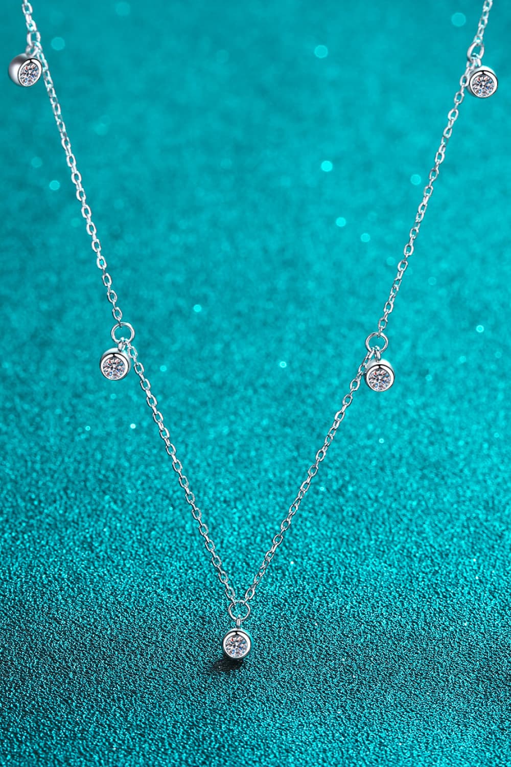 Moissanite Bezel Drops Rhodium Vermeil Necklace - Rhodium Vermeil- Claude Jewelry Moissanite - Shop claudejewelry.com