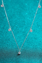 Moissanite Bezel Drops Rhodium Vermeil Necklace - Rhodium Vermeil- Claude Jewelry Moissanite - Shop claudejewelry.com