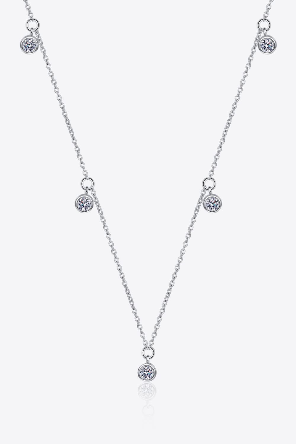 Moissanite Bezel Drops Rhodium Vermeil Necklace - Rhodium Vermeil- Claude Jewelry Moissanite - Shop claudejewelry.com