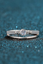 Moissanite Bezel Link Cutout Rhodium Vermeil Ring - - Claude Jewelry Moissanite - Shop claudejewelry.com