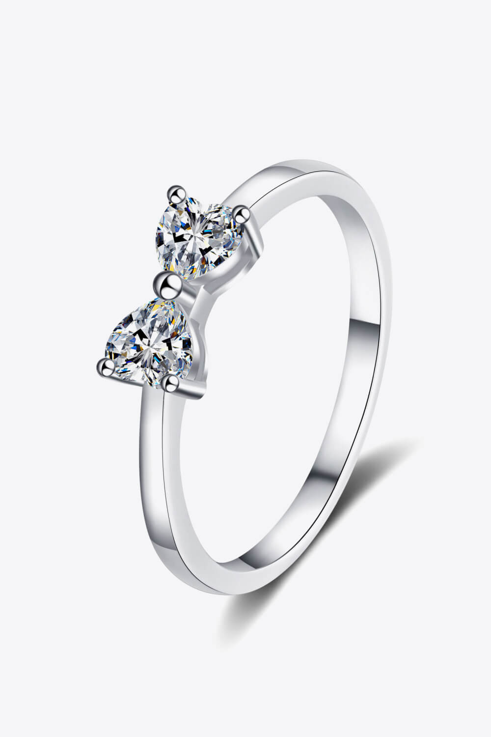 Moissanite Bow Rhodium Vermeil Ring - Rhodium Vermeil-5- Claude Jewelry Moissanite - Shop claudejewelry.com