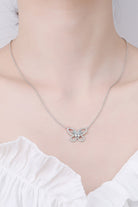 Moissanite Butterfly Pendant Necklace - Rhodium Vermeil- Claude Jewelry Moissanite - Shop claudejewelry.com