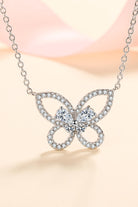 Moissanite Butterfly Pendant Necklace - Rhodium Vermeil- Claude Jewelry Moissanite - Shop claudejewelry.com