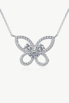 Moissanite Butterfly Pendant Necklace - Rhodium Vermeil- Claude Jewelry Moissanite - Shop claudejewelry.com