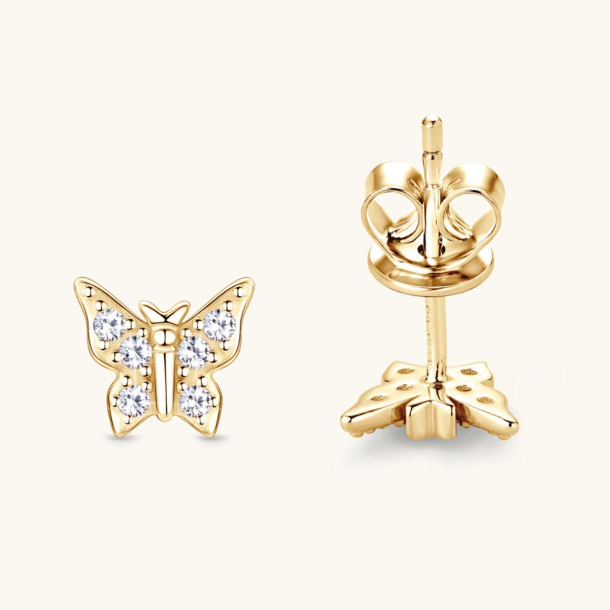 Moissanite Butterfly Stud Earrings - 18k Gold Vermeil- Claude Jewelry Moissanite - Shop claudejewelry.com