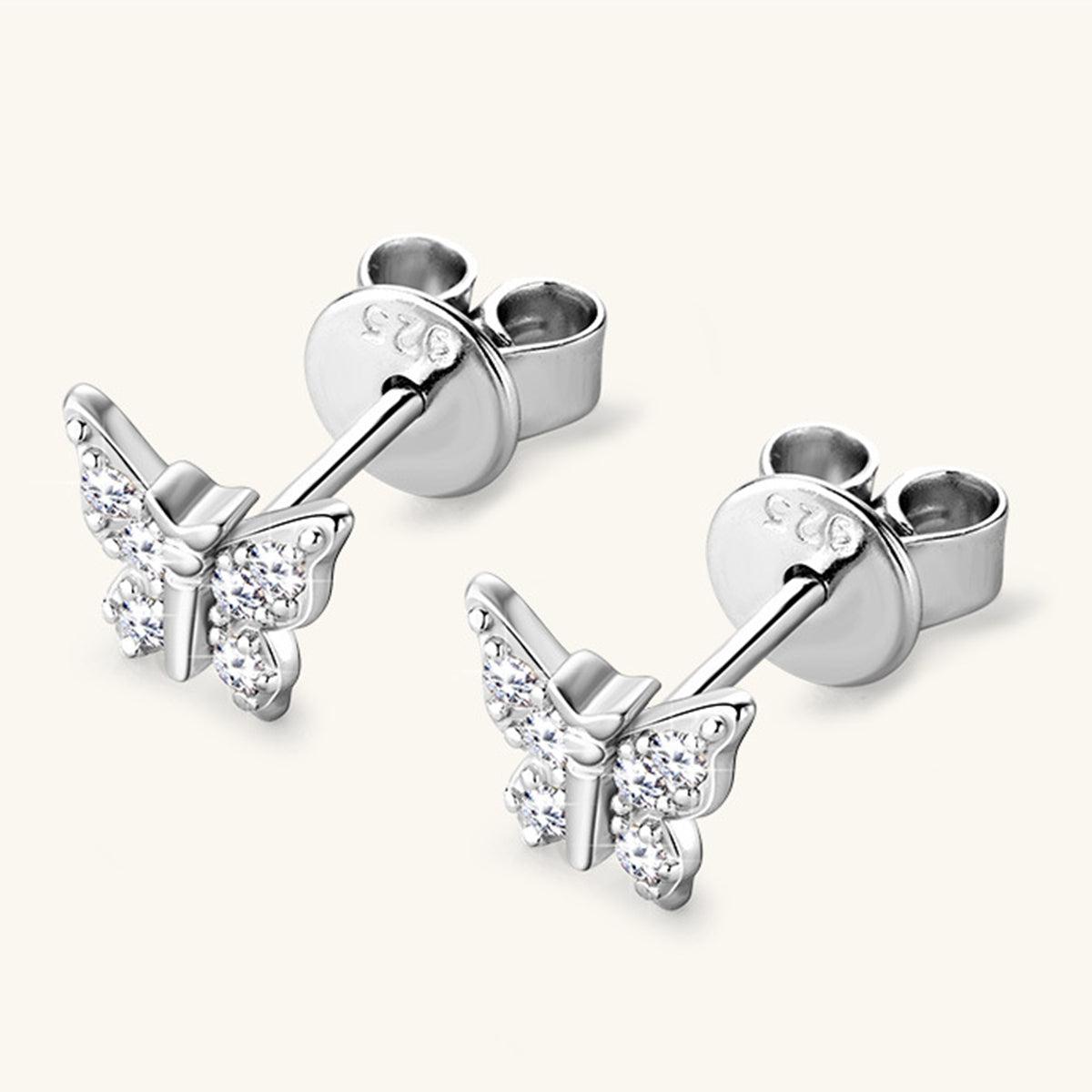 Moissanite Butterfly Stud Earrings - - Claude Jewelry Moissanite - Shop claudejewelry.com