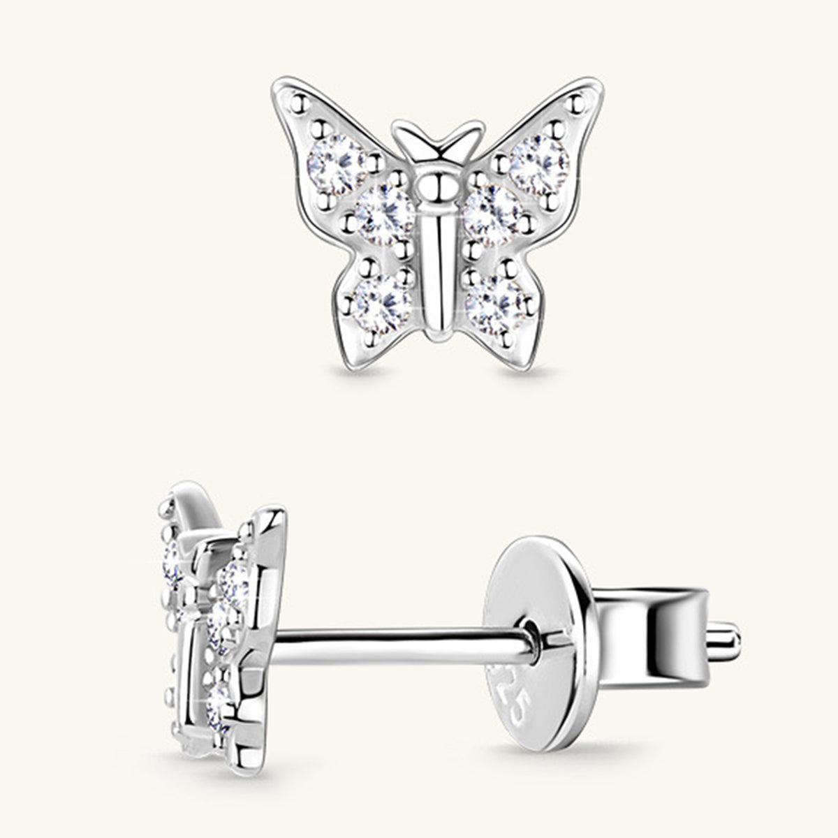 Moissanite Butterfly Stud Earrings - - Claude Jewelry Moissanite - Shop claudejewelry.com