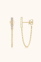 Moissanite Chain Connected Earrings - 18k Gold Vermeil- Claude Jewelry Moissanite - Shop claudejewelry.com