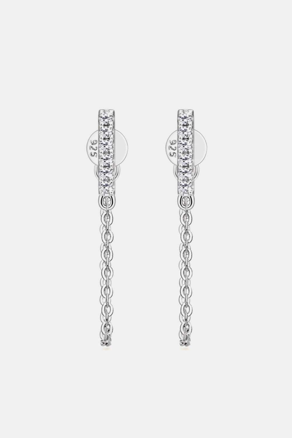 Moissanite Chain Connected Earrings - - Claude Jewelry Moissanite - Shop claudejewelry.com