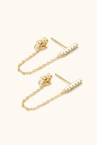 Moissanite Chain Connected Earrings - - Claude Jewelry Moissanite - Shop claudejewelry.com