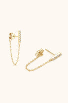 Moissanite Chain Connected Earrings - - Claude Jewelry Moissanite - Shop claudejewelry.com