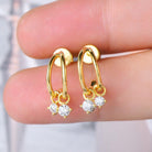 Moissanite Charms C-Hoop Earrings - - Claude Jewelry Moissanite - Shop claudejewelry.com