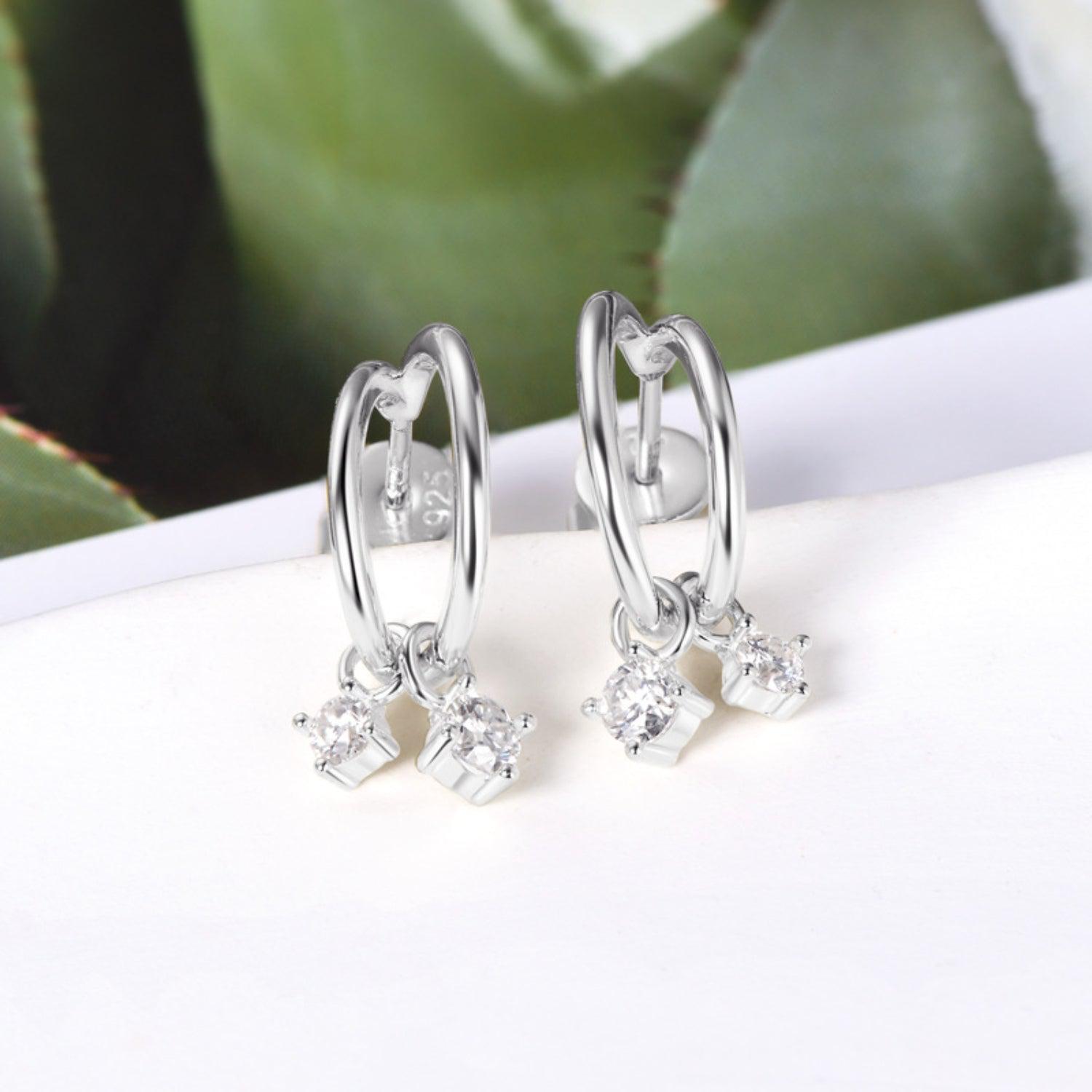 Moissanite Charms C-Hoop Earrings - - Claude Jewelry Moissanite - Shop claudejewelry.com