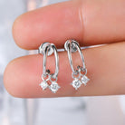 Moissanite Charms C-Hoop Earrings - - Claude Jewelry Moissanite - Shop claudejewelry.com