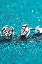 Moissanite Circle Wrapped Stud Earrings - Rhodium Vermeil- Claude Jewelry Moissanite - Shop claudejewelry.com