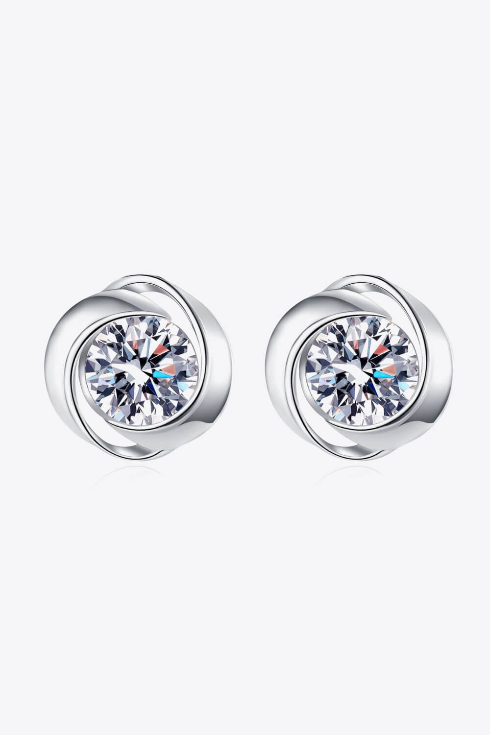 Moissanite Circle Wrapped Stud Earrings - Rhodium Vermeil- Claude Jewelry Moissanite - Shop claudejewelry.com