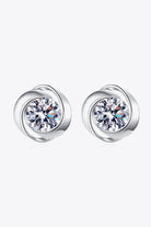 Moissanite Circle Wrapped Stud Earrings - Rhodium Vermeil- Claude Jewelry Moissanite - Shop claudejewelry.com