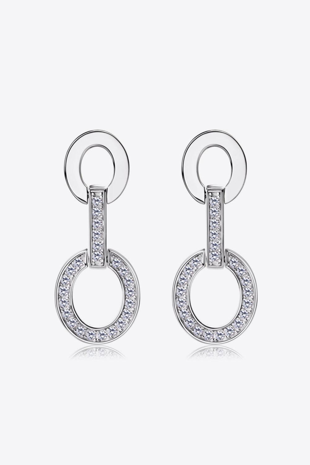 Moissanite Circles Drop Earrings - Platinum Vermeil- Claude Jewelry Moissanite - Shop claudejewelry.com